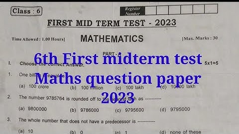 6th First midterm test Maths question paper 2023