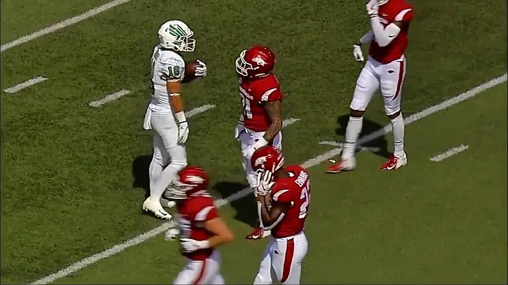 Keegan Brewer’s 90 Yard Fake Punt Return TD 2018 North Texas vs Arkansas (4K60fps)