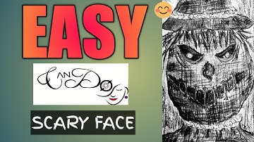 How To Draw A Scary Face For Beginners | Halloween Drawings | Scarecrow Face Drawing Easy