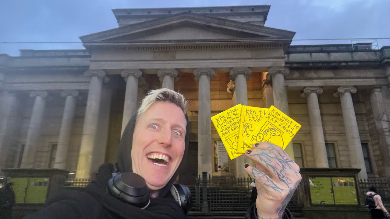 a cup of coffee and HIDING MY ART OUTSIDE MANCHESTER ART GALLERY! 