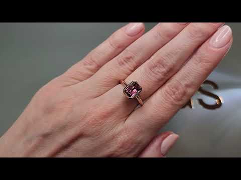 Ring with rubellite tourmaline 2.84 ct in 18K rose gold Video  № 2