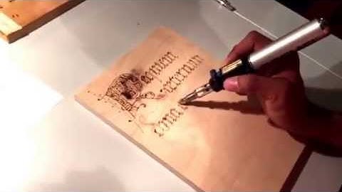 Pyrography, using a Dremel 2000 Versatip. Outlined of letter roughed in. Wood burn letters 02