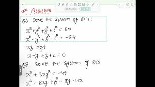 Algebra part 1 (RMO,IOQM,INMO), Jee advanced, ISI