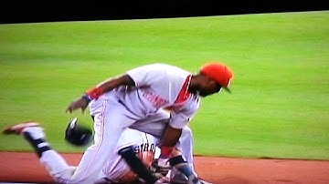 Jonathan Villar slides into Brandon Phillips butt