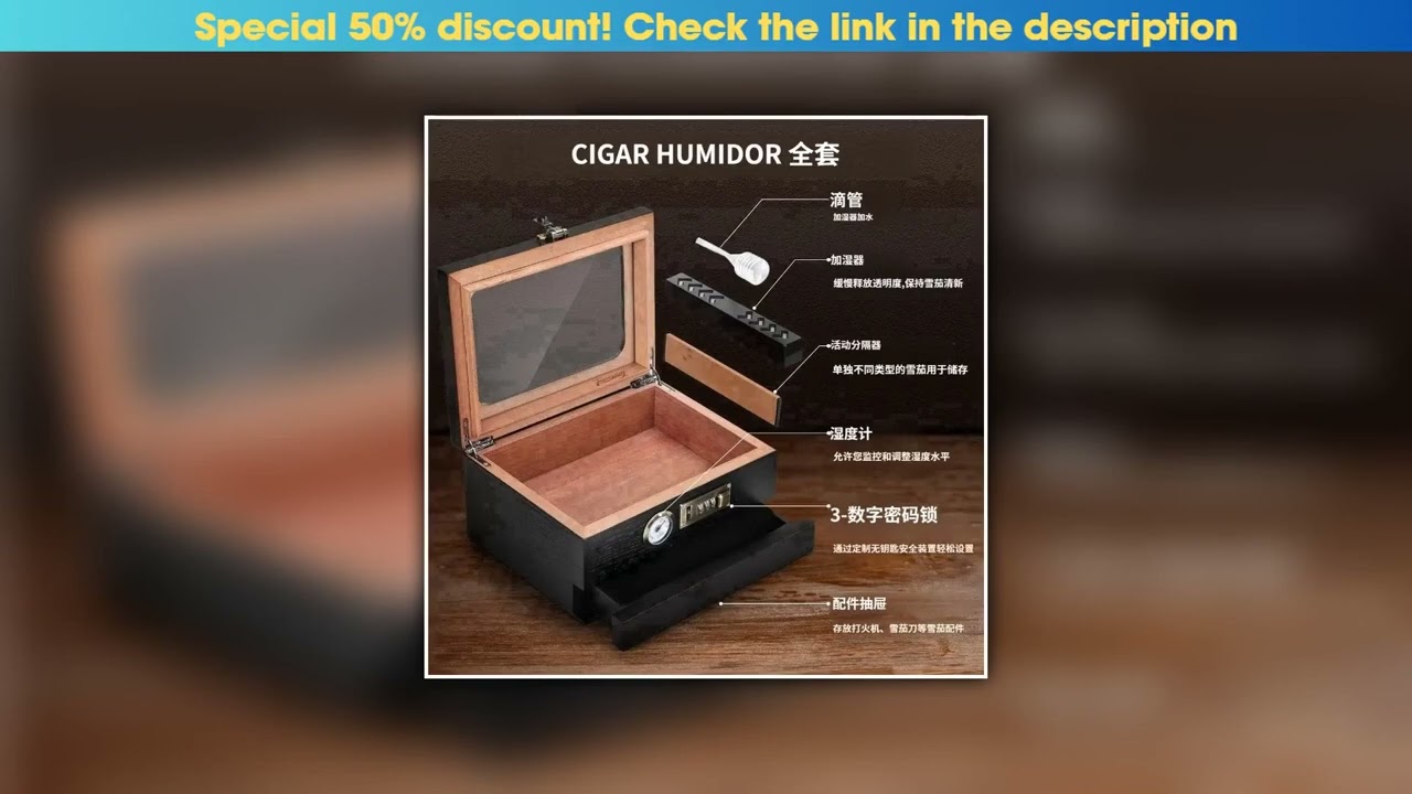 Discount High-end cedar cigar box, cigar humidifier box, portable cigar storage box, cigar storage•