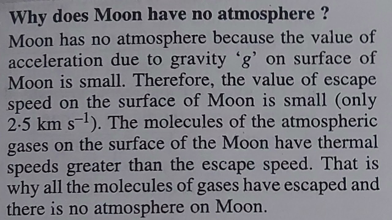 Why does moon have no atmosphere physics junction by t k khural youtube