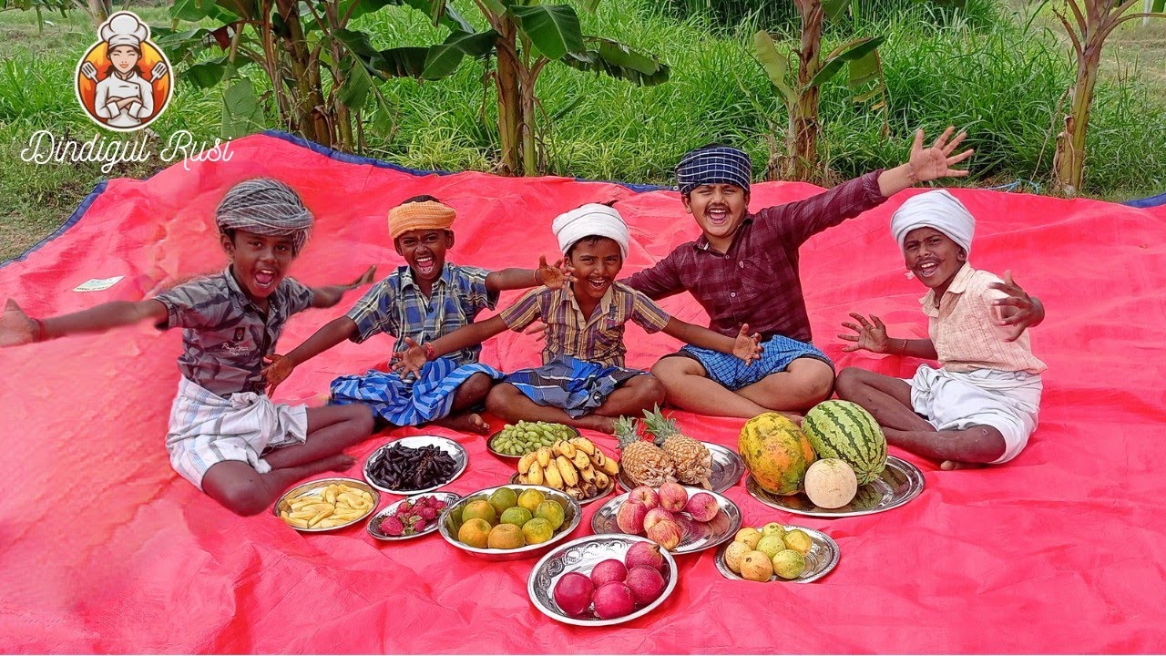 FRUIT SALAD / Colourful Healthy Fruits mixed salad / Village cooking kuttys samayal/ dindigulrusi