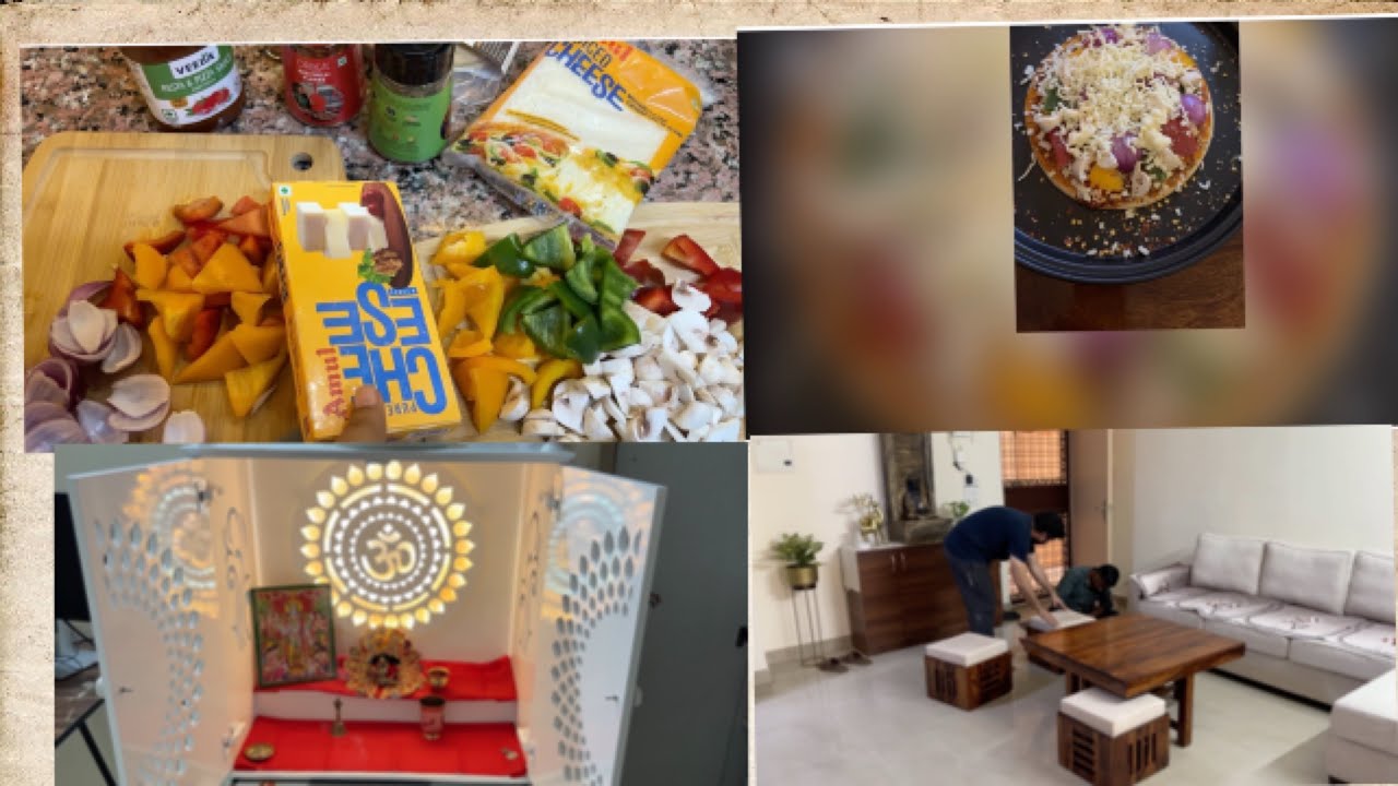 Aaj Ghar Pe Homemade Pizza 🍕 | Saath Hi Mandir Aur Coffee Table Ki Delivery 🏠✨