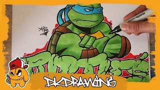 How to draw Leonardo from Ninja Turtles & Graffiti Letters Turtles(Etsy: https://www.etsy.com/de/shop/DKDrawing At this video i show you how to draw the graffiti letters Turtles and also how to draw Leonardo from the Ninja ..., 2016-07-17T19:23:13.000Z)