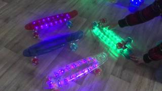 3 verschiedene Pennyboards mit LED Licht