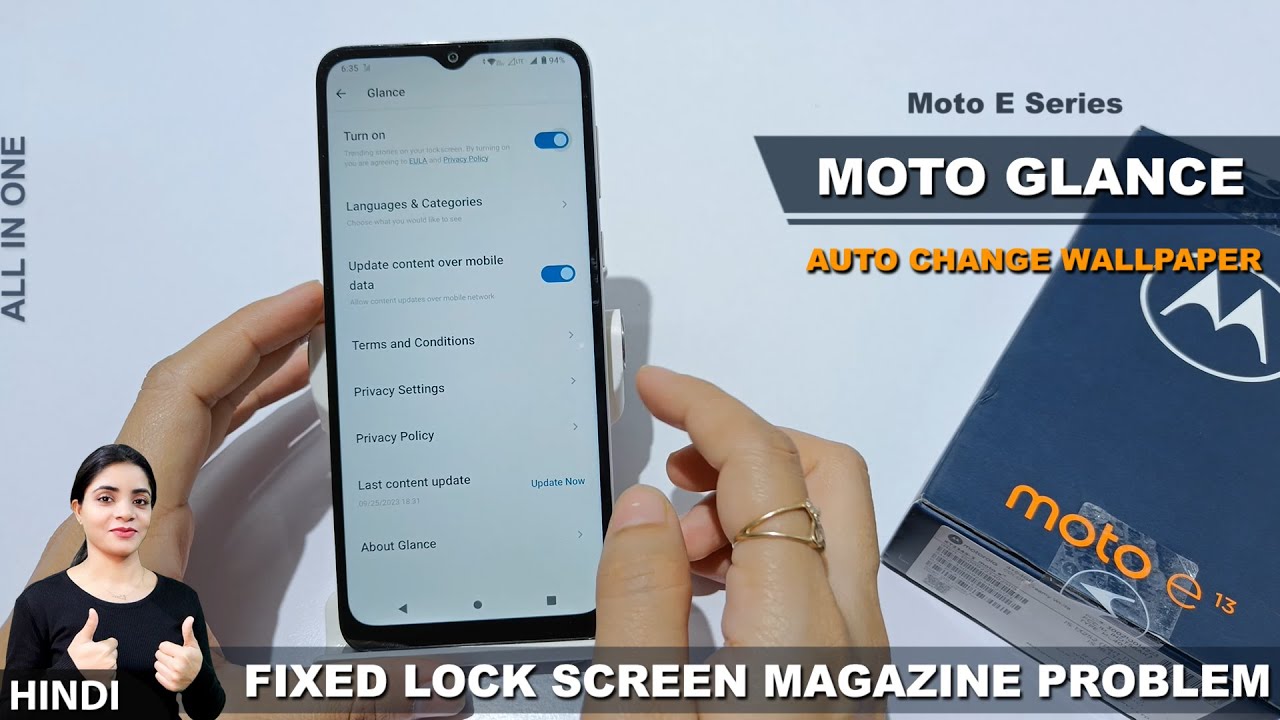 How to set glance f in moto e13 | moto e13 me lockscreen magazine kaise set kare