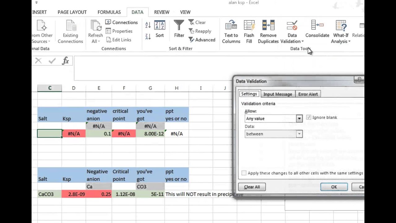 using Excel's data validation - YouTube