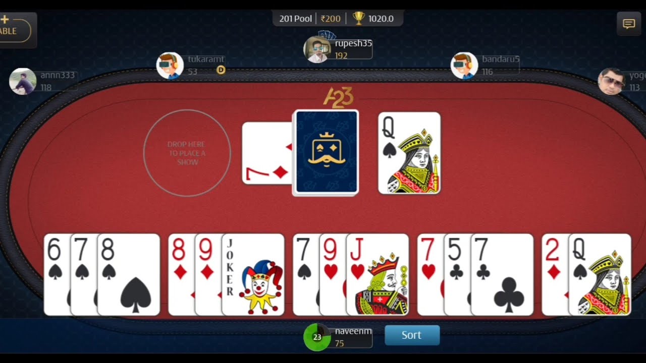 Rummy game play | A23 | ace2three | 201 pool | 31 March