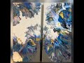 #32- Grey & White base with Beautiful POPs of BLUE ** Dutch Pour** Acrylic Paint Pouring!