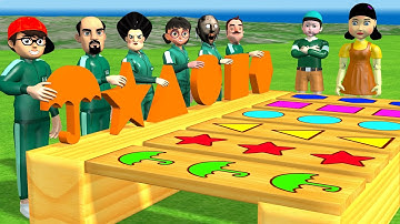 Scary Teacher 3D vs Squid Game Put in Key Dalgona Candy Shapes Challenge || Who