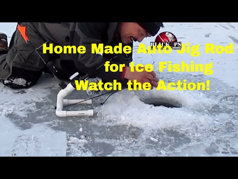 Home Made Ice fishing auto set Jig rod, in Action!! 