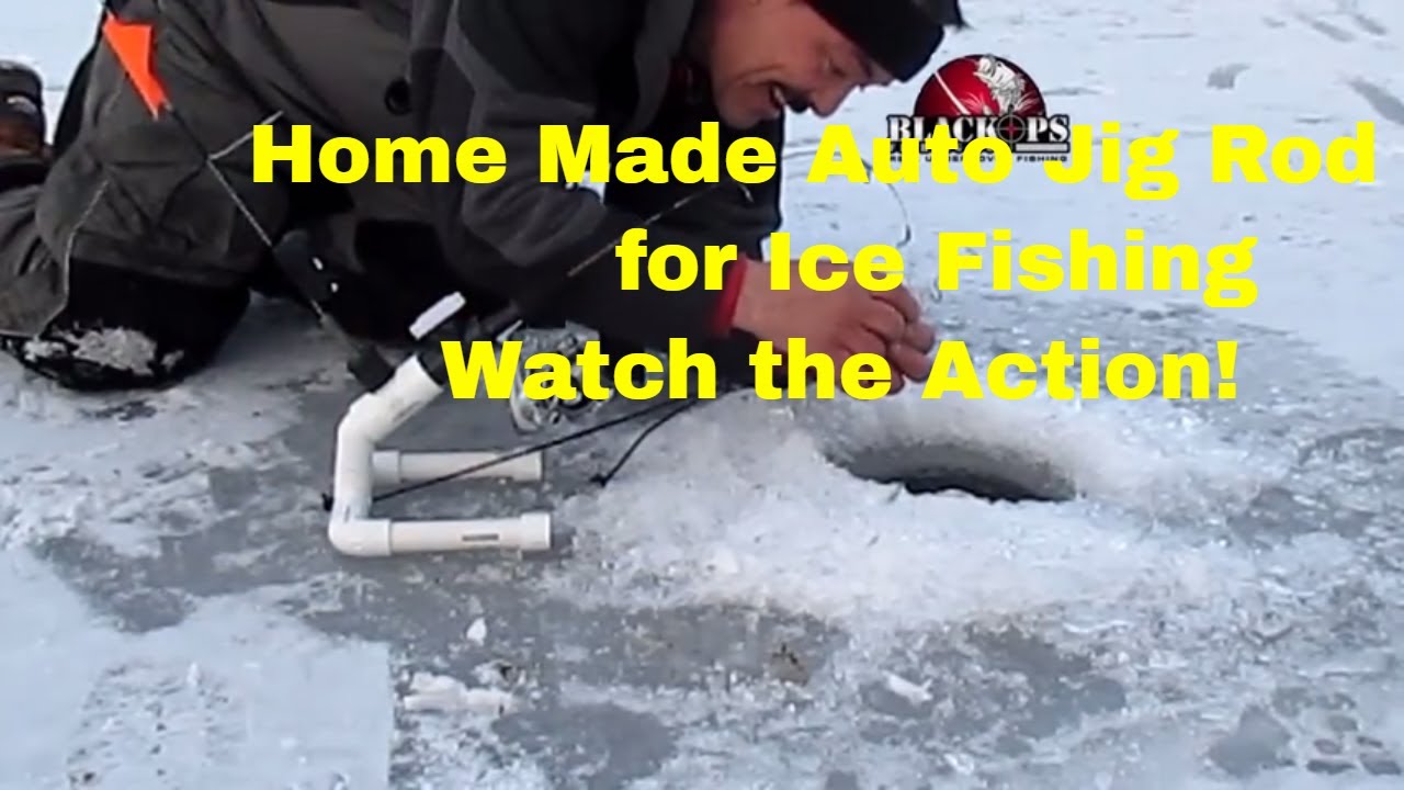 Home Made Ice fishing auto set Jig rod, in Action!! 