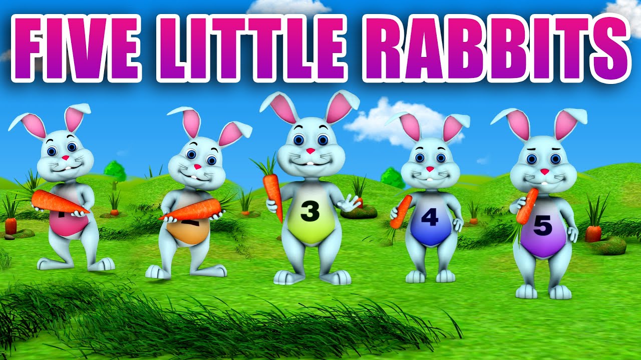 Five Little Rabbits Jumping on the Bed Nursery Rhyme Lollipop Kids TV