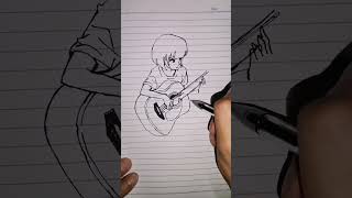 Girl playing guitar drawing #drawing #sketch #shorts