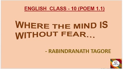 #ENGLISH KUMARBHARTHI# MAHARASHTRA BOARD#CLASS 10 POEM#1.1 WHERE THE MIND IS WITHOUT FEAR#