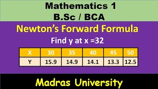 Newton's Forward Difference problem - 2 | Mathematics 1 | Madras University