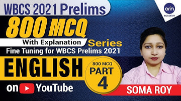 WBCS English 800 MCQ Series Part-4 | WBCS Prelims 2021 Most Important | Expected Questions