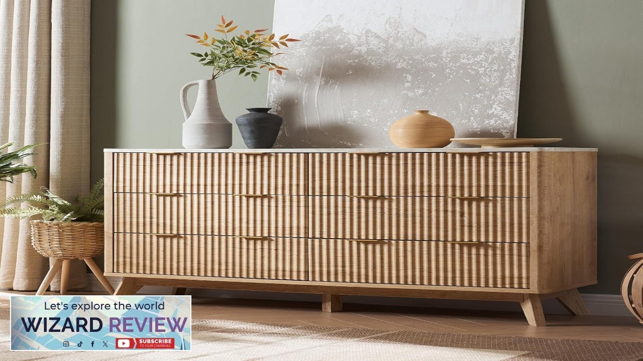 T4TREAM Fluted 6 Drawers Dresser 54" Wide Modern Chest of Drawers ...