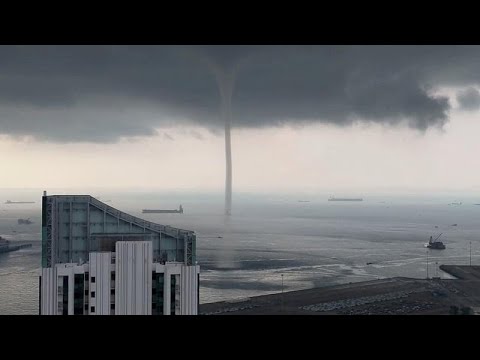 Watch: Waterspout swirls near Singapore shore