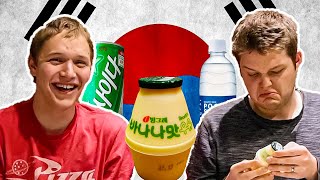 Which Korean Soft Drinks Are Best? American Brothers React To Milkis (Korea Vlog) 미국인들 한국 음료수들 마셔요 screenshot 1