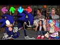 Youtubers reaction to Sonic.exe Mod | Faker Sonic Transformation (Friday Night Funkin)