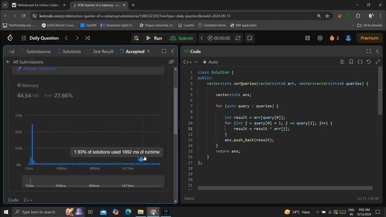 1310 XOR Queries of a Subarray | 2 Approaches | BruteForce | prefixXOR ...