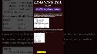 Learning SQL #4 - SELECT Using Column Aliases