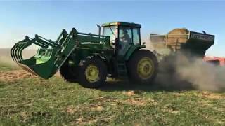 Feeding Heifers with John Deere 7410 and Bale King!