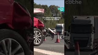 🚘🔥 OROSO | ARDE un COCHE na estrada en SIGÜEIRO despois dun accidente cun camión