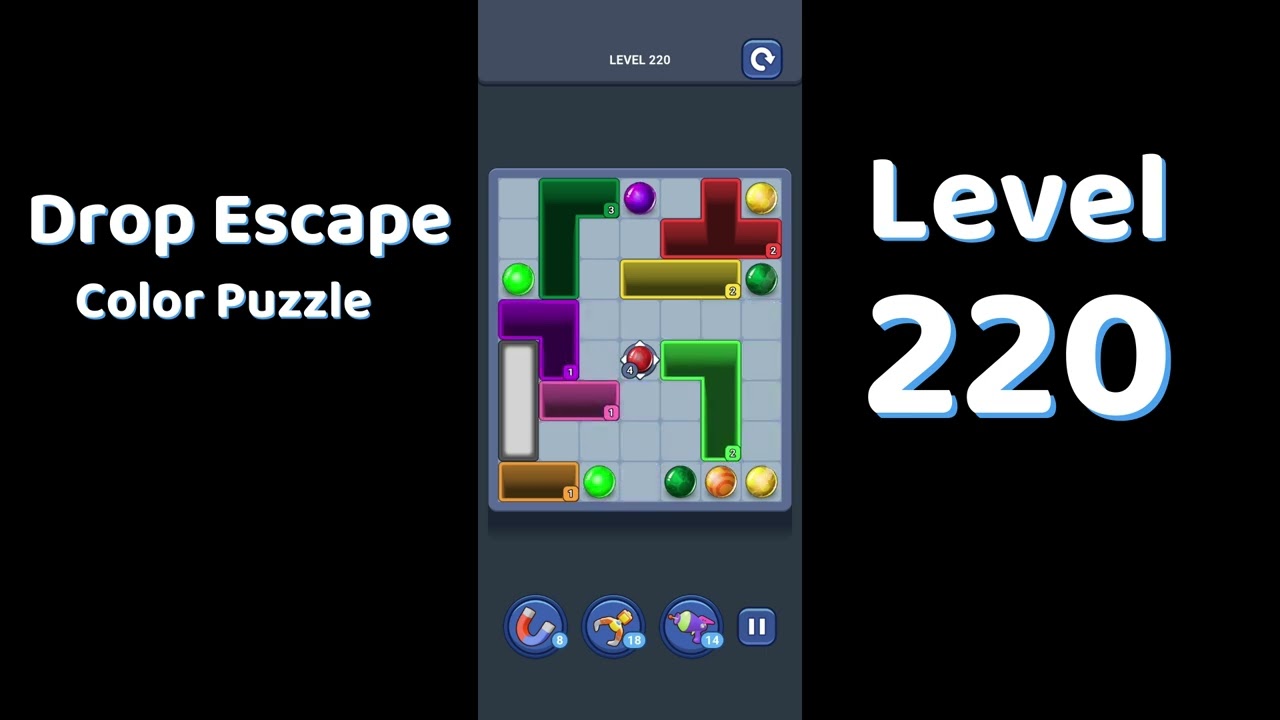 Drop Escape Level 220 Walkthrough 🟡🧩 | Color Puzzle Game Guide | Go Answer