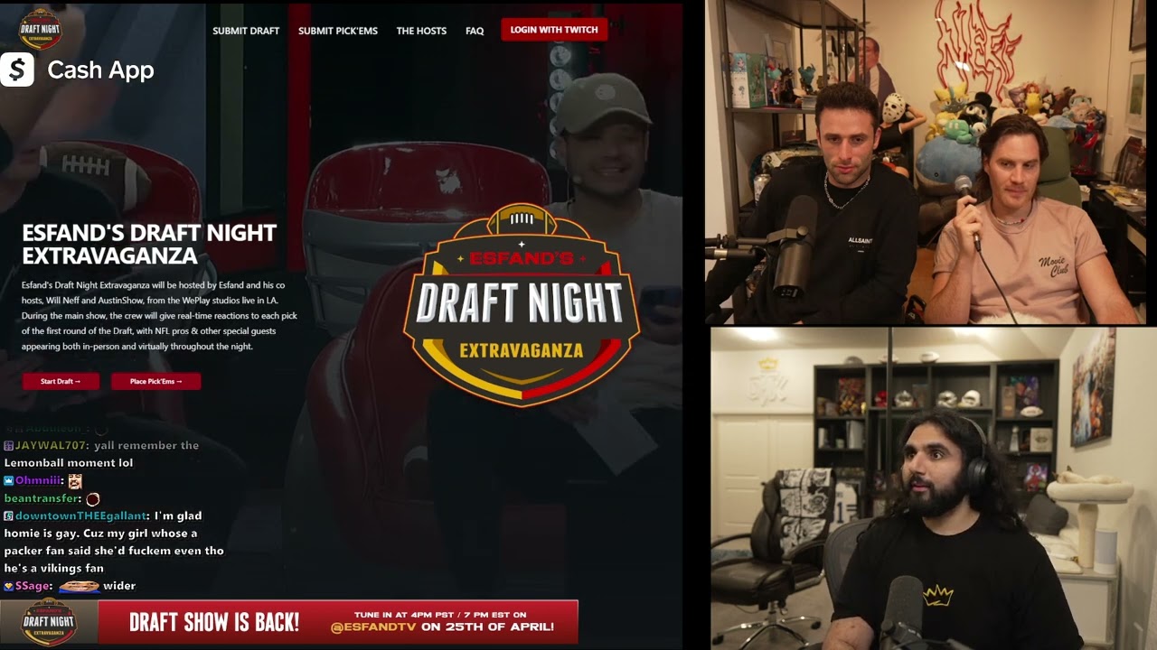 APR/21/'24 Esfand's Draft Night Extravaganza Pre-Show with willneff & austinshow  🏈