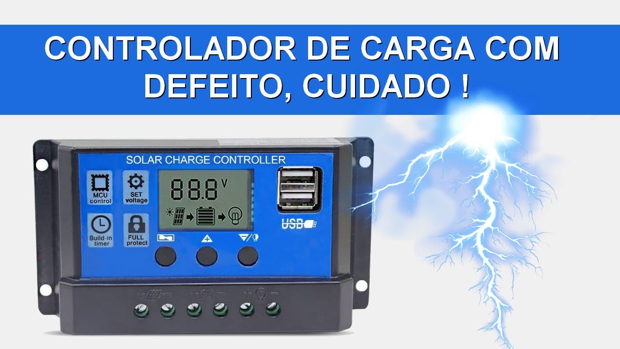 Controlador de Carga Solar, azulzinho, com defeito grave.