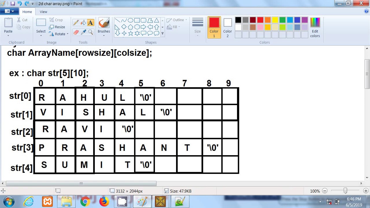 C Language in Hindi | 2D char array | example | part 2 - YouTube