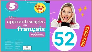 mes apprentissages en français 5 p 52? orthographe ?2022