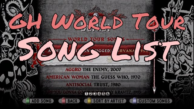 guitar hero world tour dlc song list