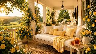 Cozy Yellow Rose Daybed Porch Swing | Birds, Breeze & Golden Hour Ambience (3 Hours)
