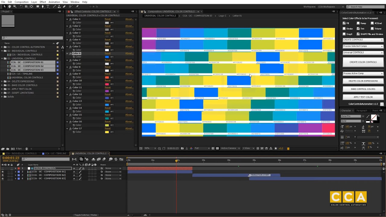 After Effects Scripts CCA Color Control Automation Overview - YouTube