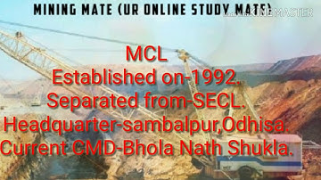 Mcl/Mining sirdar/overman exam/Important facts.