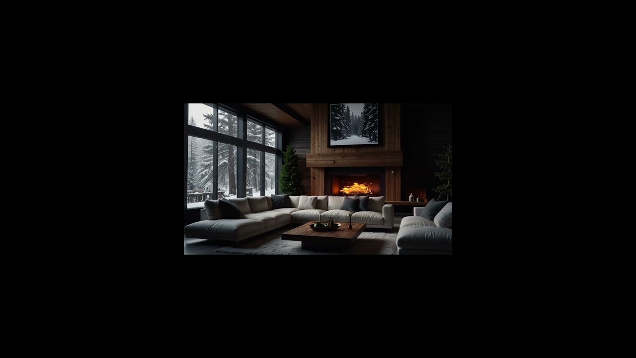 No Ads   Камин Blizzard ASMR - Звук снежной бури с горящим камином для глубокого сна