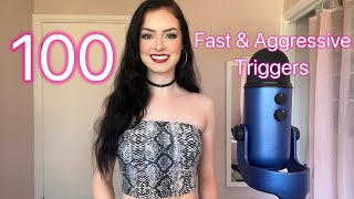 ASMR 100 fast and aggressive triggers ️ (fabric scratching, mouth sounds, tapping, etc.)