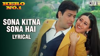 Sona Kitna Sona Hai - Lyrical | Hero No. 1 | Govinda | Karisma | Udit Narayan | Poornima | 90's Hits