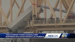 Truck company thanks Louisville first responders who saved woman's life on bridge