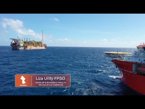 Normand Installer vessel performing installation work of Liza Unity FPSO