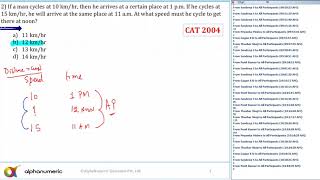 Time, Speed & Distance : Past CAT Question 19 (​CAT 2004) Time Speed Distance Past Cat Question 18 Cat 2004
