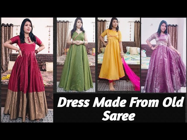 100 Old saree makeover ideas | indian gowns dresses, long gown dress, long  dress design